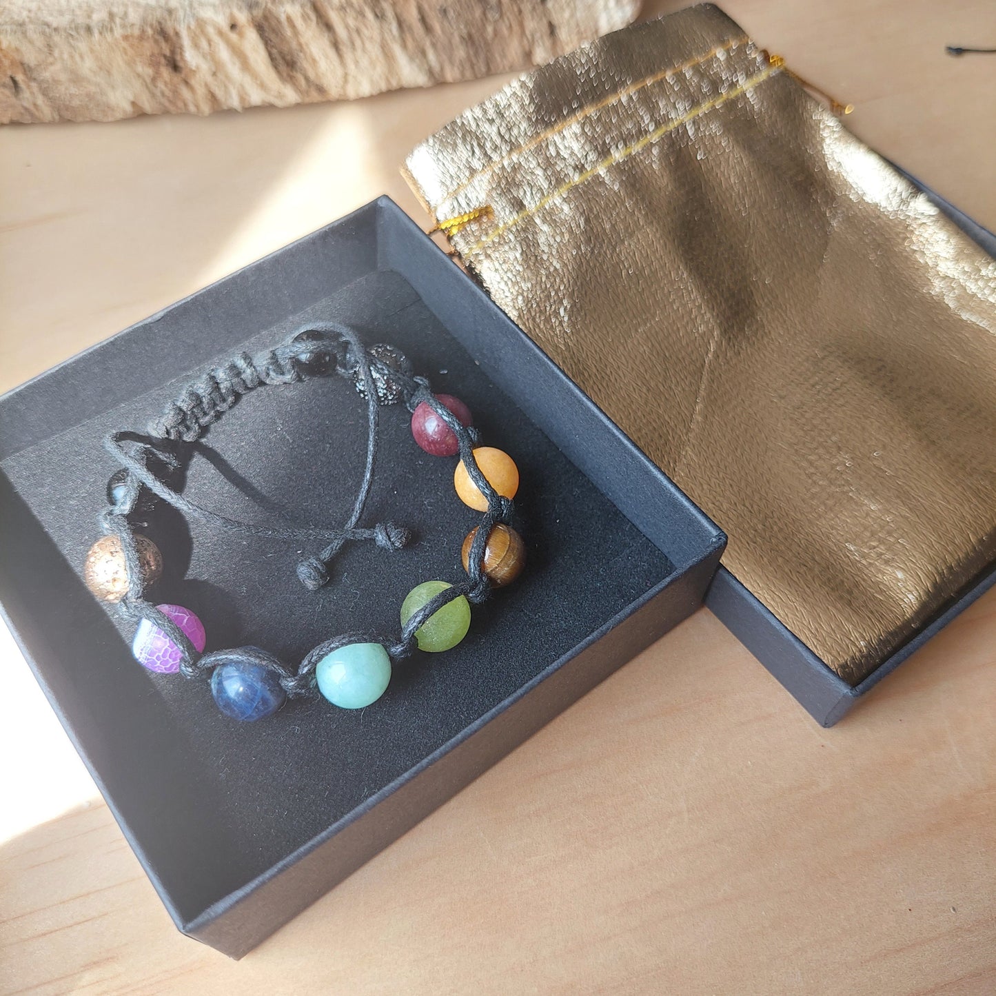 7 Chakra Healing Bracelet: Adjustable Gemstone Macrame Bracelet, Jewelry Gift for Her, for Him