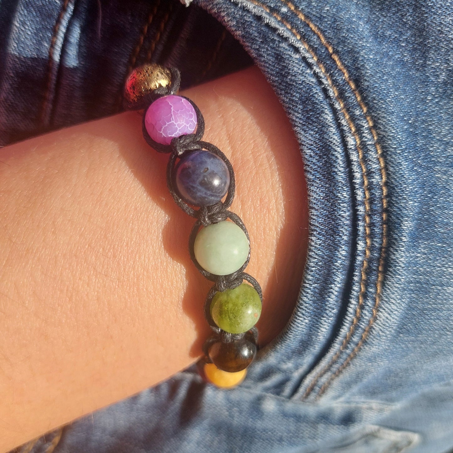 7 Chakra Healing Bracelet: Adjustable Gemstone Macrame Bracelet, Jewelry Gift for Her, for Him