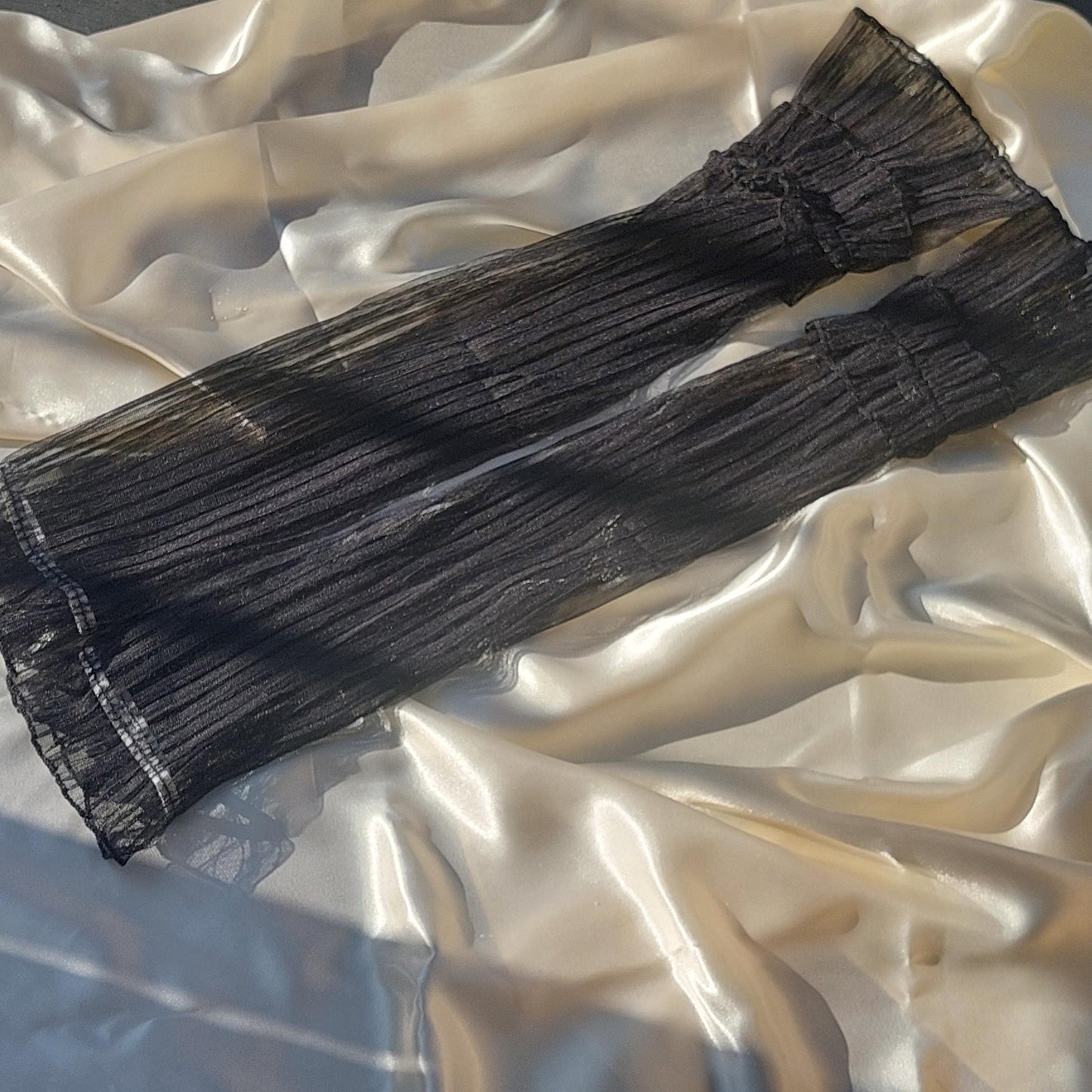 Black Lace Fingerless Gloves - Long Sheer Sleeves Evening Gloves for Women