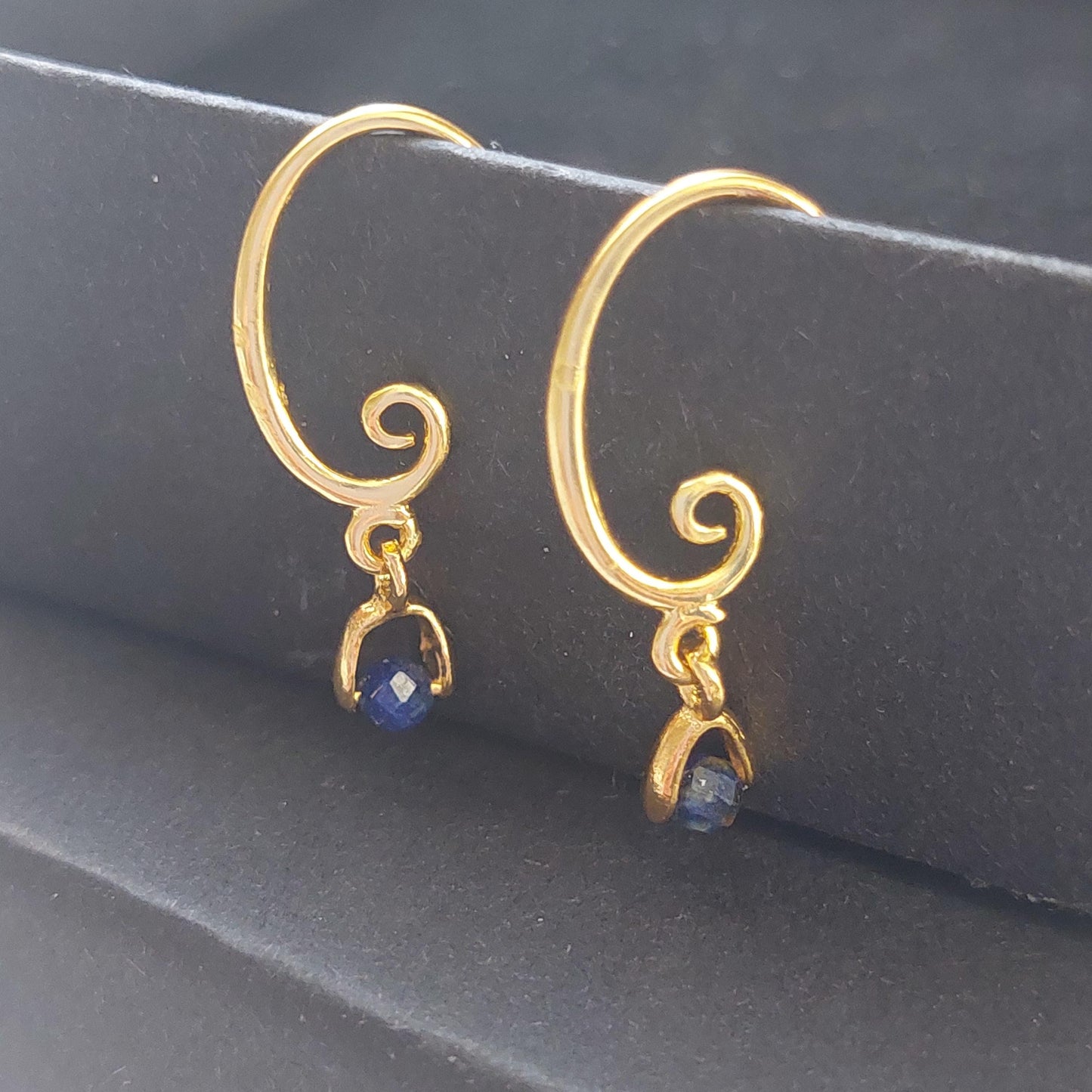 Gold Stainless Steel Earrings with Natural Gemstones – Lapis Lazuli, Amethyst, Coral | Handmade Dainty Jewelry Gift for Her