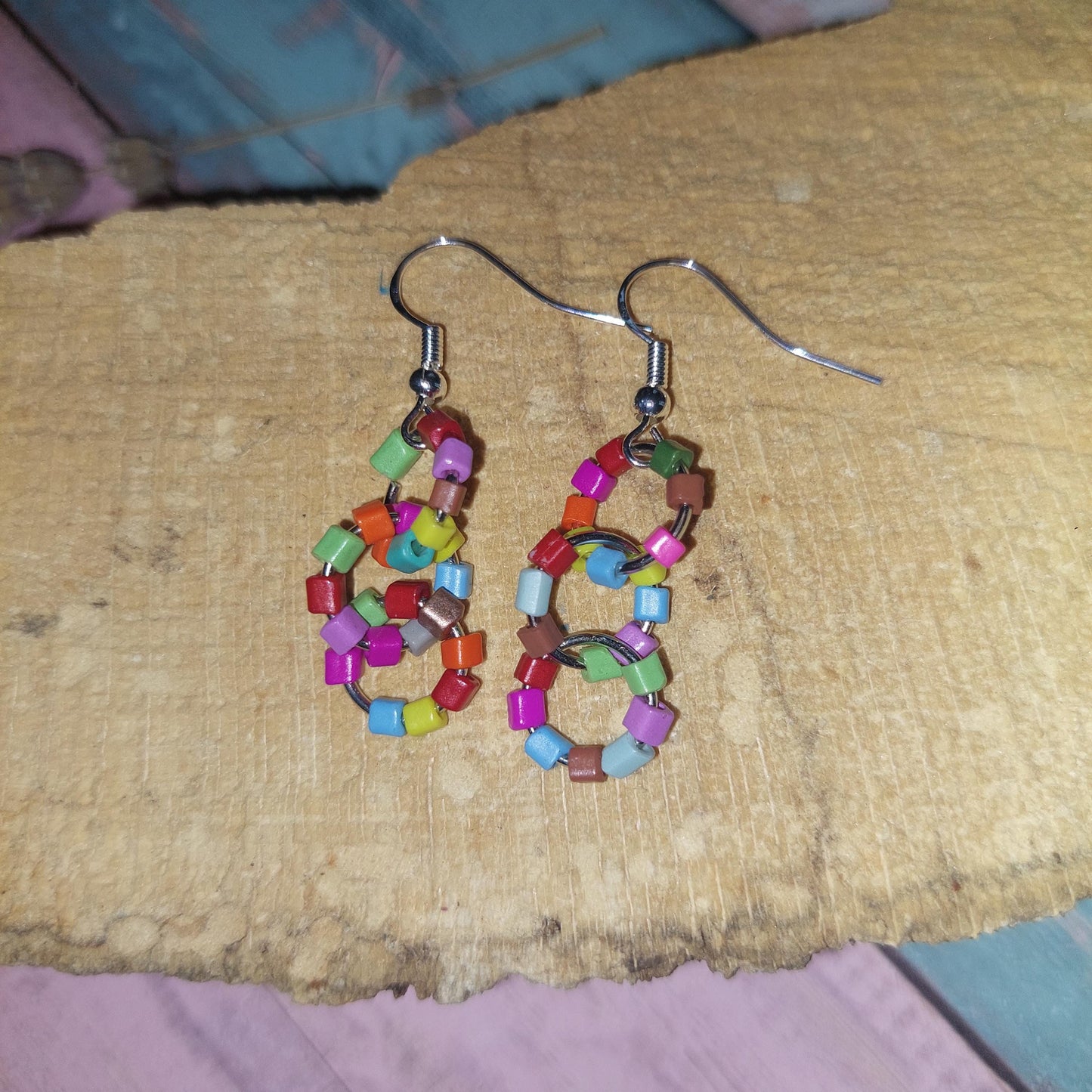 Boho-Style Handcrafted Colorful Beaded Earrings | 925 Silver Hooks | Unique Dangle Jewelry Gift for Women