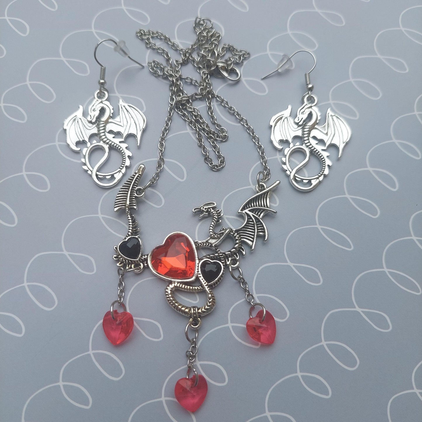 Gothic Dragon & Snake Jewelry Set – Statement Necklace + Earrings | Unique Gift for Her, Fantasy & Gothic Fashion