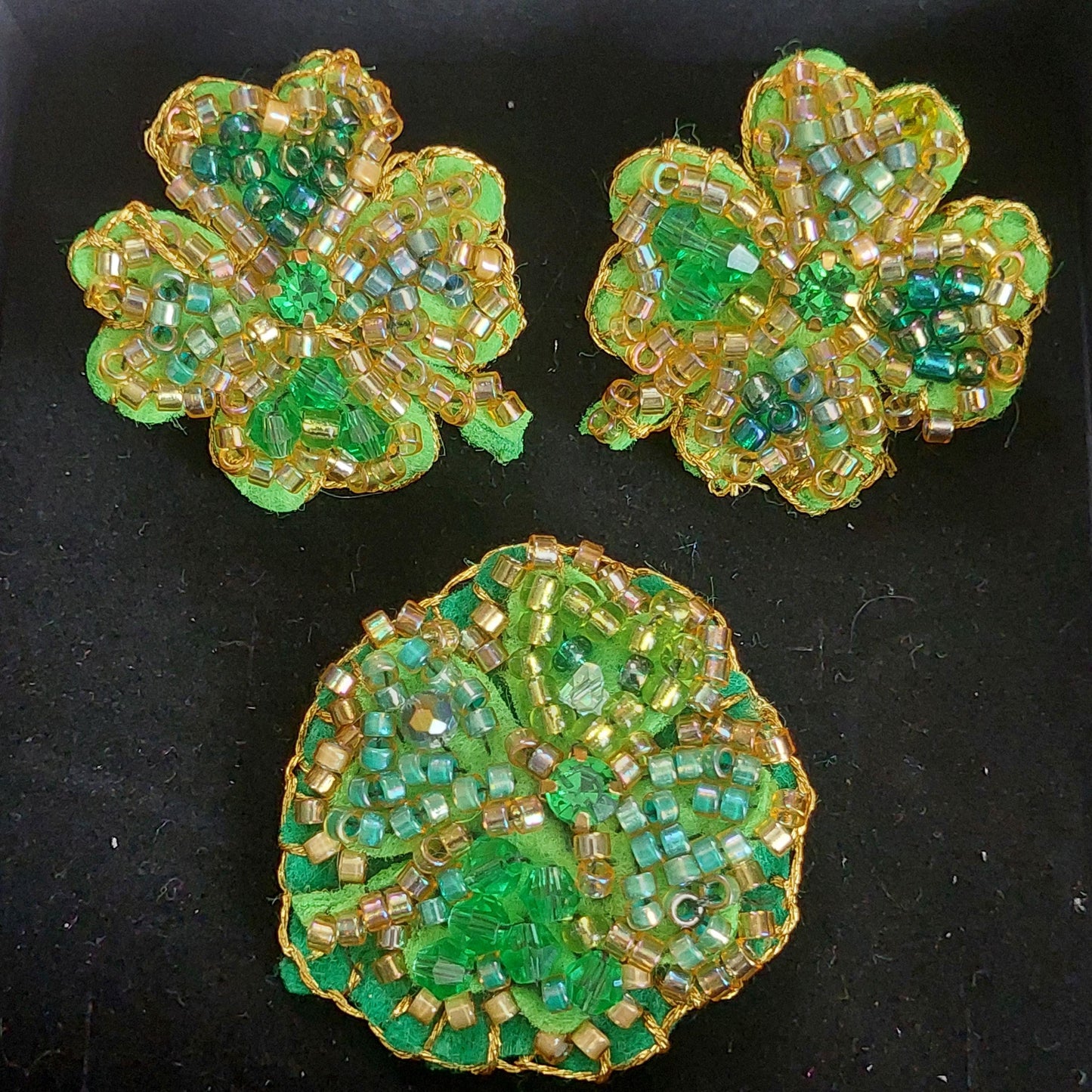 Handmade Felt Clover Jewelry Set with Beads - Unique Nature-Inspired Gift for Women