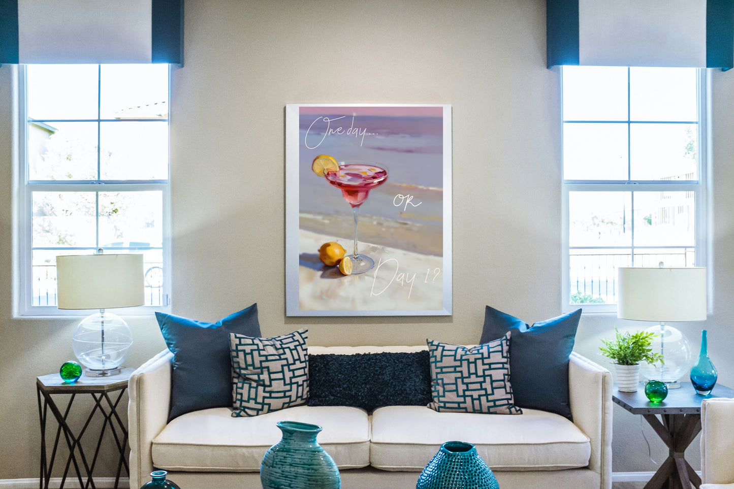 Vintage Beach Bar Cocktail Poster, Retro Tropical Wall Art for Kitchen, Home Bar, Living Room, Gift