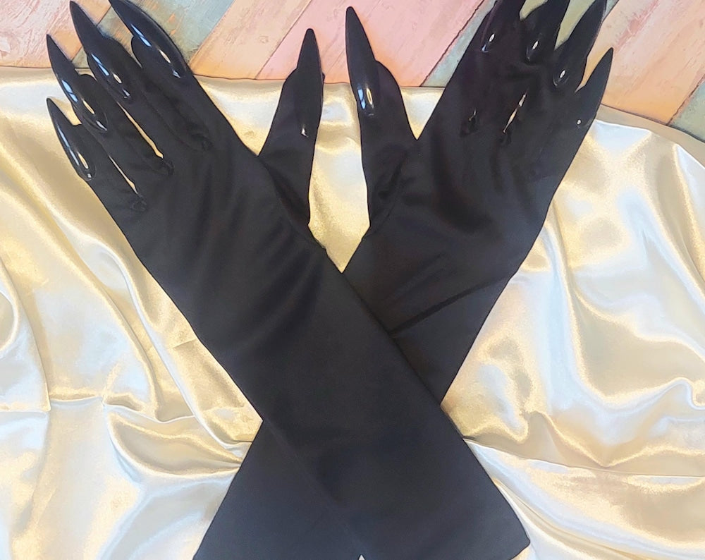 Black Gothic Claw Gloves with Long Nails, Vampire, Witch, Demon Costume, Gift