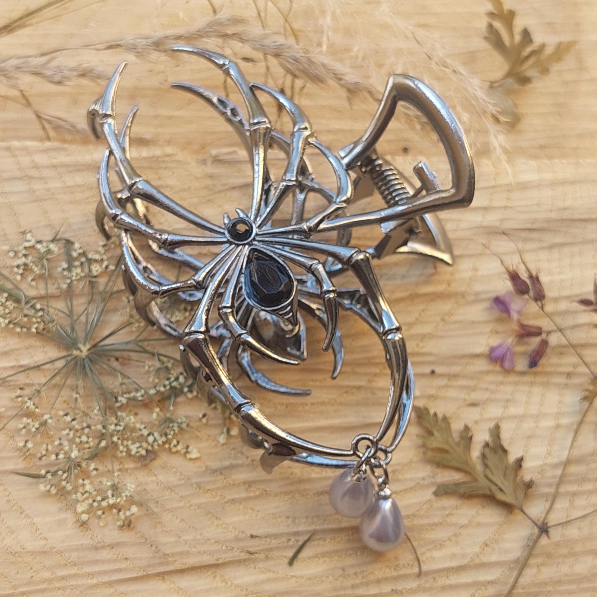 Boho spider earrings close-up