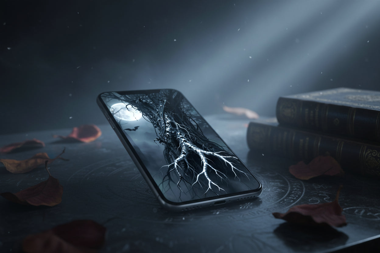 Gothic, witchcore & elven aesthetics optimized for iOS & Android. Instant digital download. Dark Fantasy Botanical Mobile WallpapersBring your phone to life with 17 atmospheric dark fantasy wallpapers, featuring gothic herbs, witchcore vibes, and elven aesthetic. Each image is optimized for mobile screens, instantly downloadable and ready to use on iOS & Android devices. 