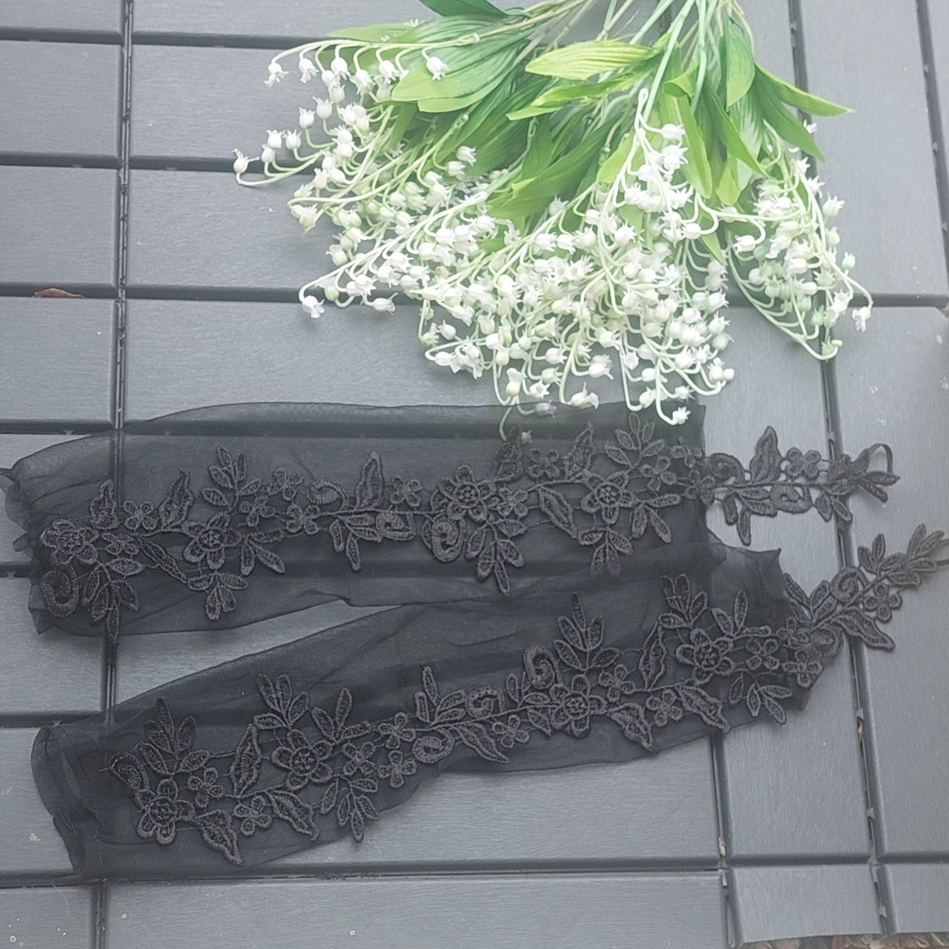 Elegant Gloves Black, White Lace Fingerless Evening Gloves, Romantic Accessory for Women, Gift