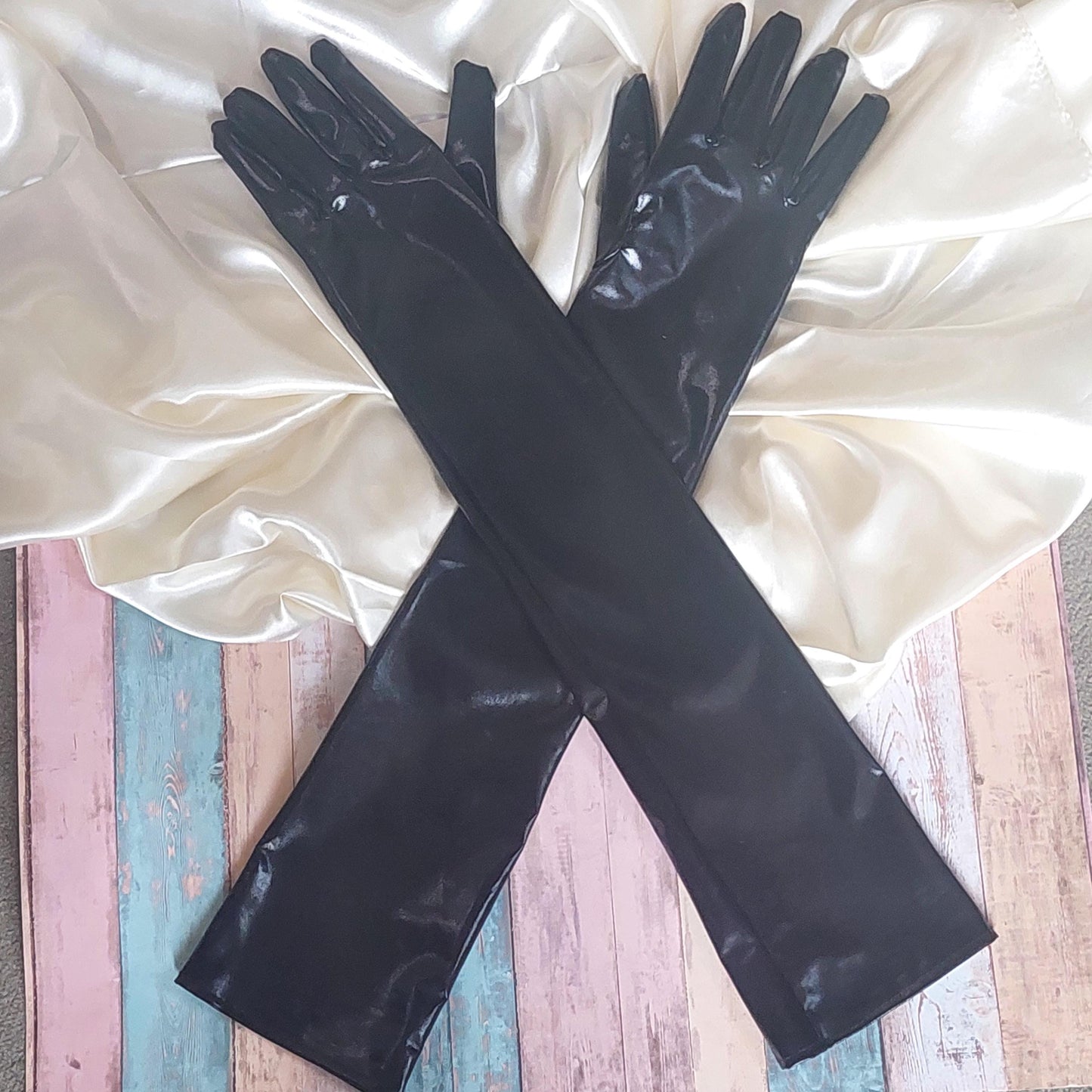 Elegant Gloves Black Leather Long Gloves, Evening Opera Gloves for Cosplay, Wedding, Gift