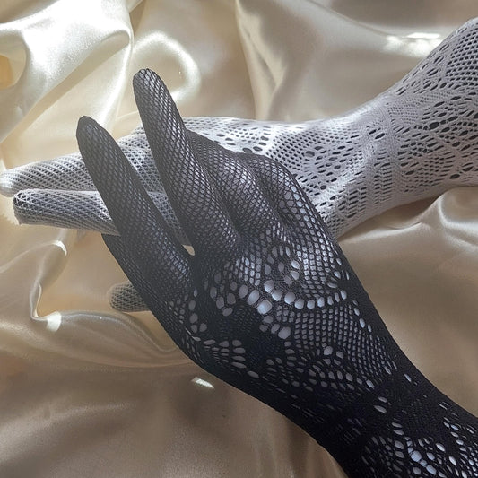 Elegant Gloves Lace Evening Gloves, Long Black, White Formal Accessories for Weddings, Gift