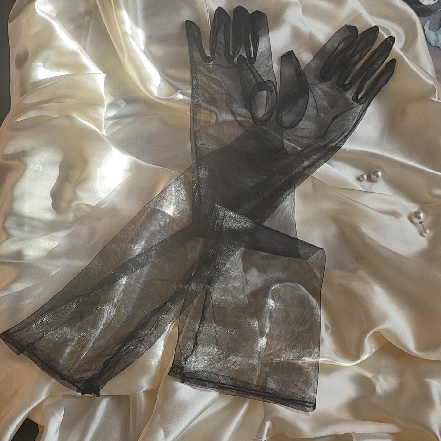 Elegant Gloves Long Lace Gloves for Evening Wear, Black and Red Options Available, Gift