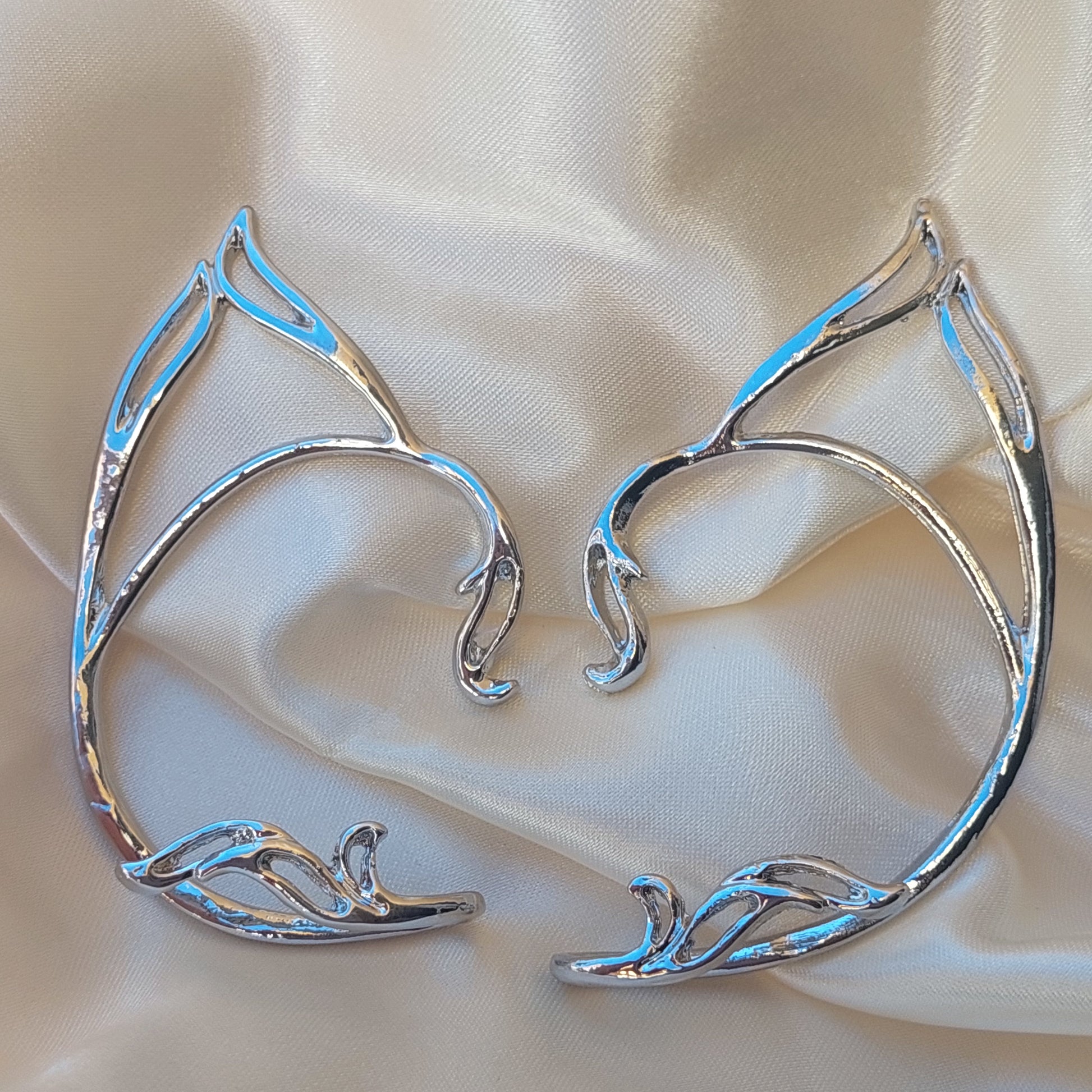 Elf Ear Cuffs Gold, Silver Fantasy Jewelry, Gothic Earrings for Wedding, Christmas, Cosplay