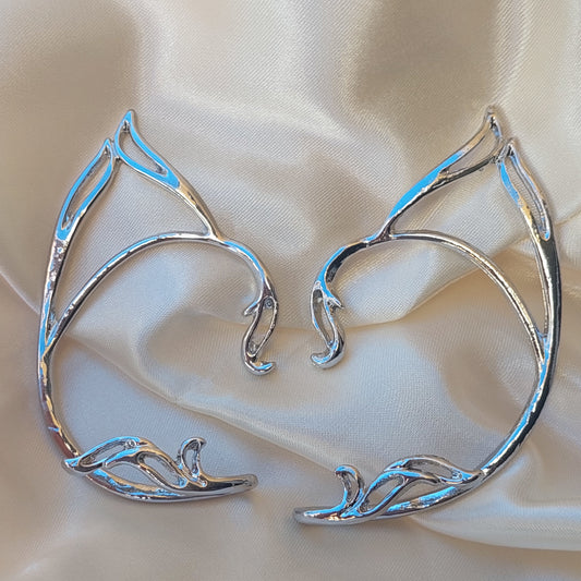 Elf Ear Cuffs Gold, Silver Fantasy Jewelry, Gothic Earrings for Wedding, Christmas, Cosplay