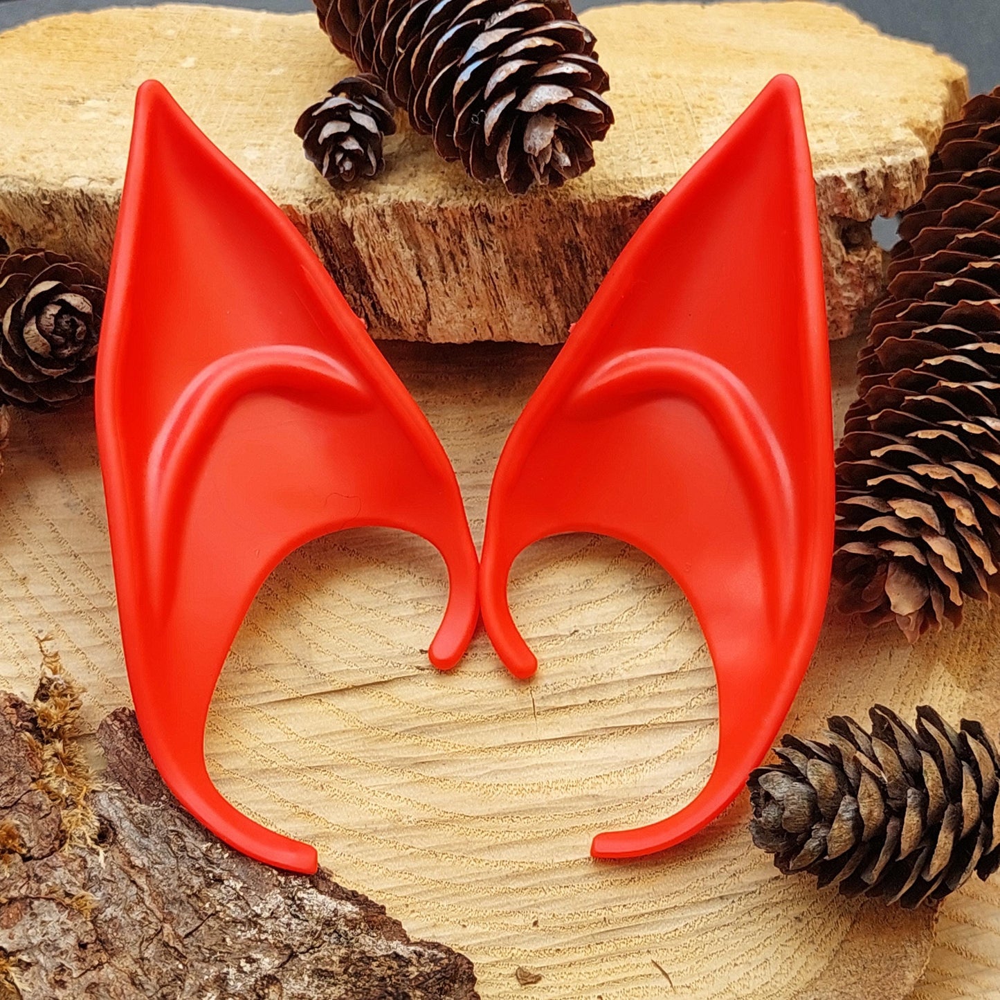 Silikon Elfenohren ohne Piercing, Rote Pixie Ohren für Cosplay, Halloween, Fantasy Kostüm, Geschenk für Sie Ihn Elfen Party Zubehör