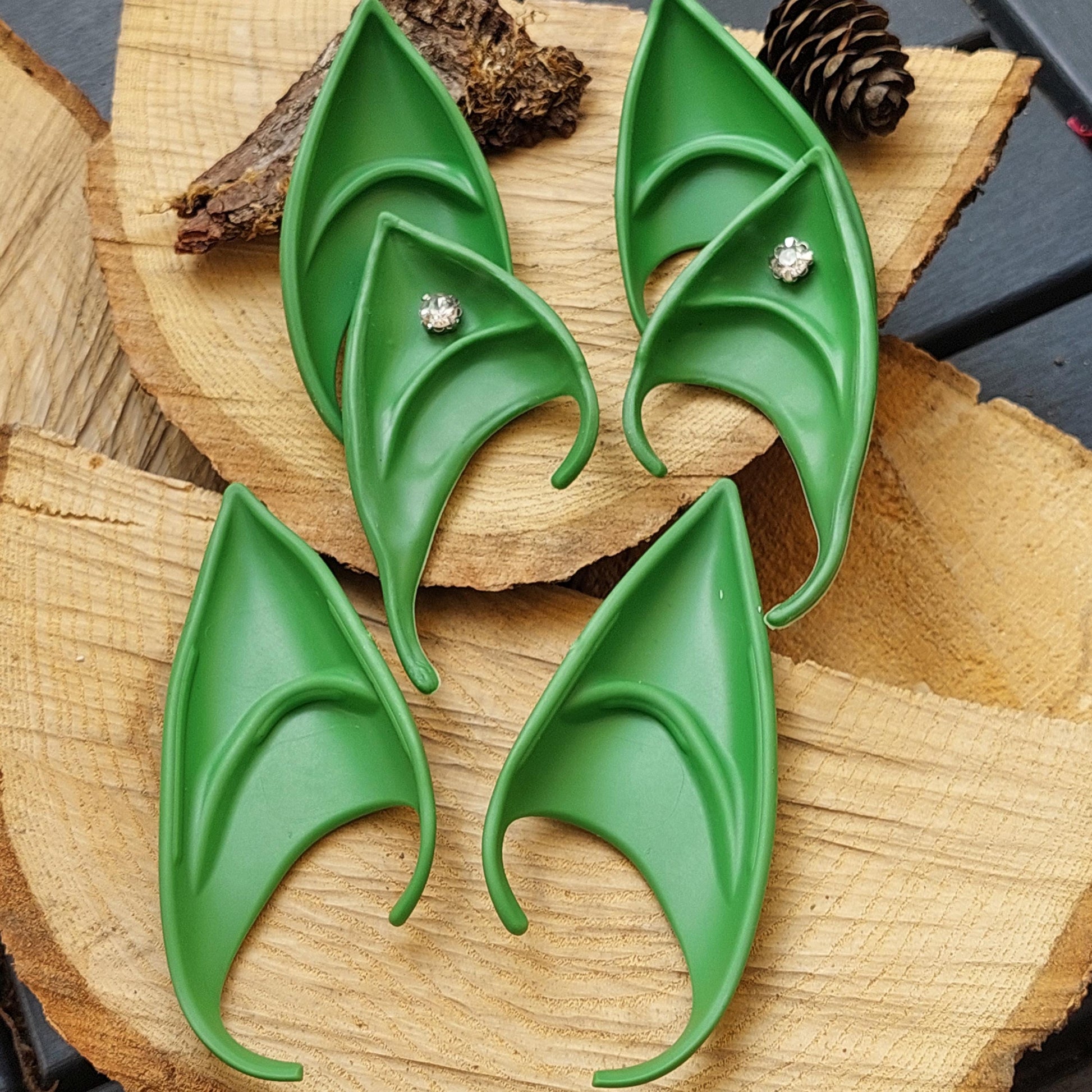 Silikon Elfenohren ohne Piercing, Grüne Pixie Ohren für Cosplay, Halloween, Fantasy Kostüm,Geschenk für Sie Ihn Elfen Party Zubehör