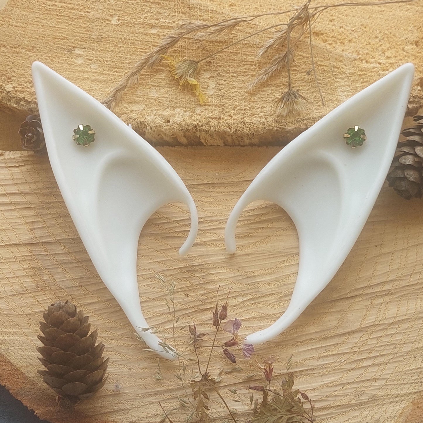 Silikon Elfenohren ohne Piercing, Weiß Pixie Ohren für Cosplay Weinachten, Fantasy Kostüm, Geschenk für Sie Ihn Elfen Party Zubehör