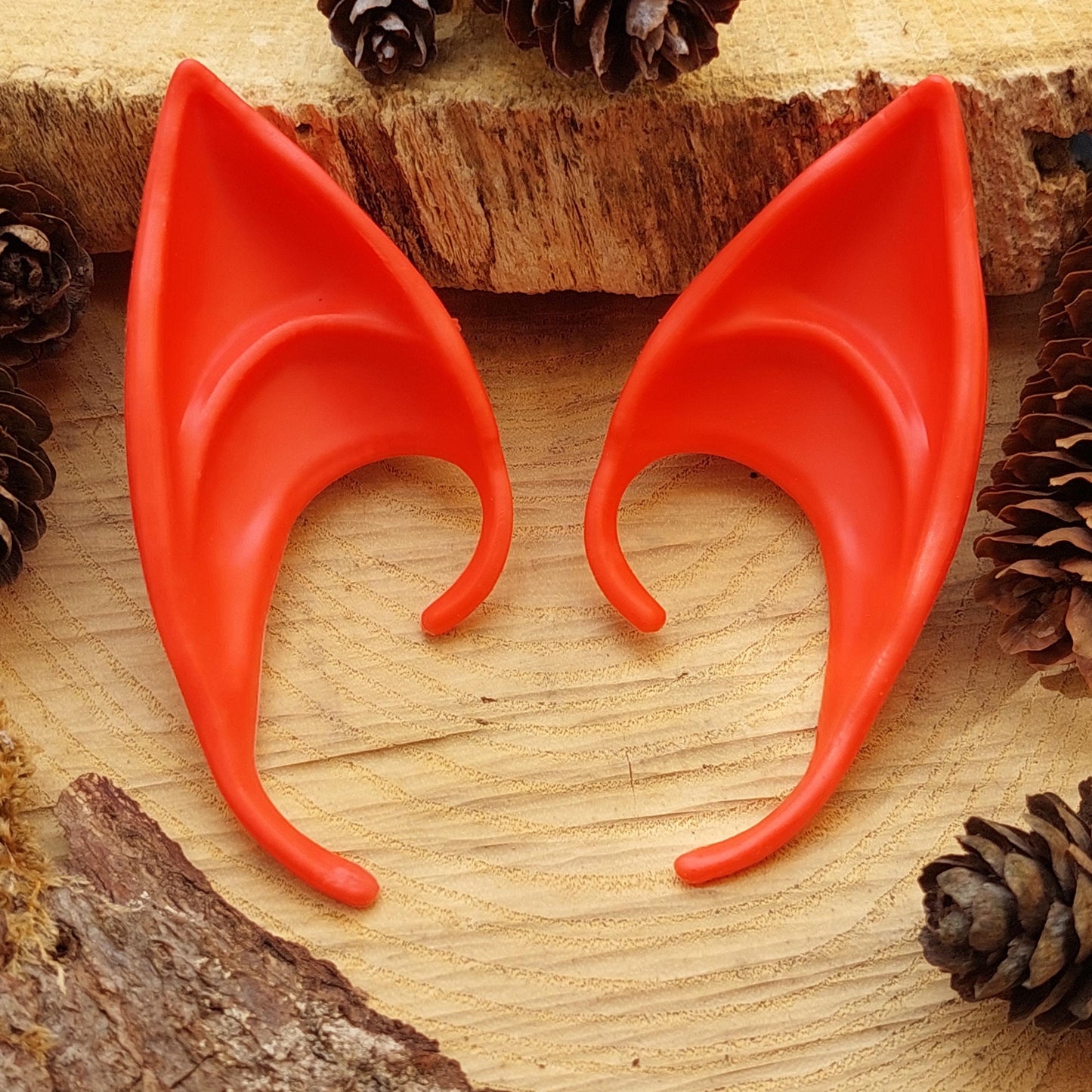 Silikon Elfenohren ohne Piercing, Rote Pixie Ohren für Cosplay, Halloween, Fantasy Kostüm, Geschenk für Sie Ihn Elfen Party Zubehör