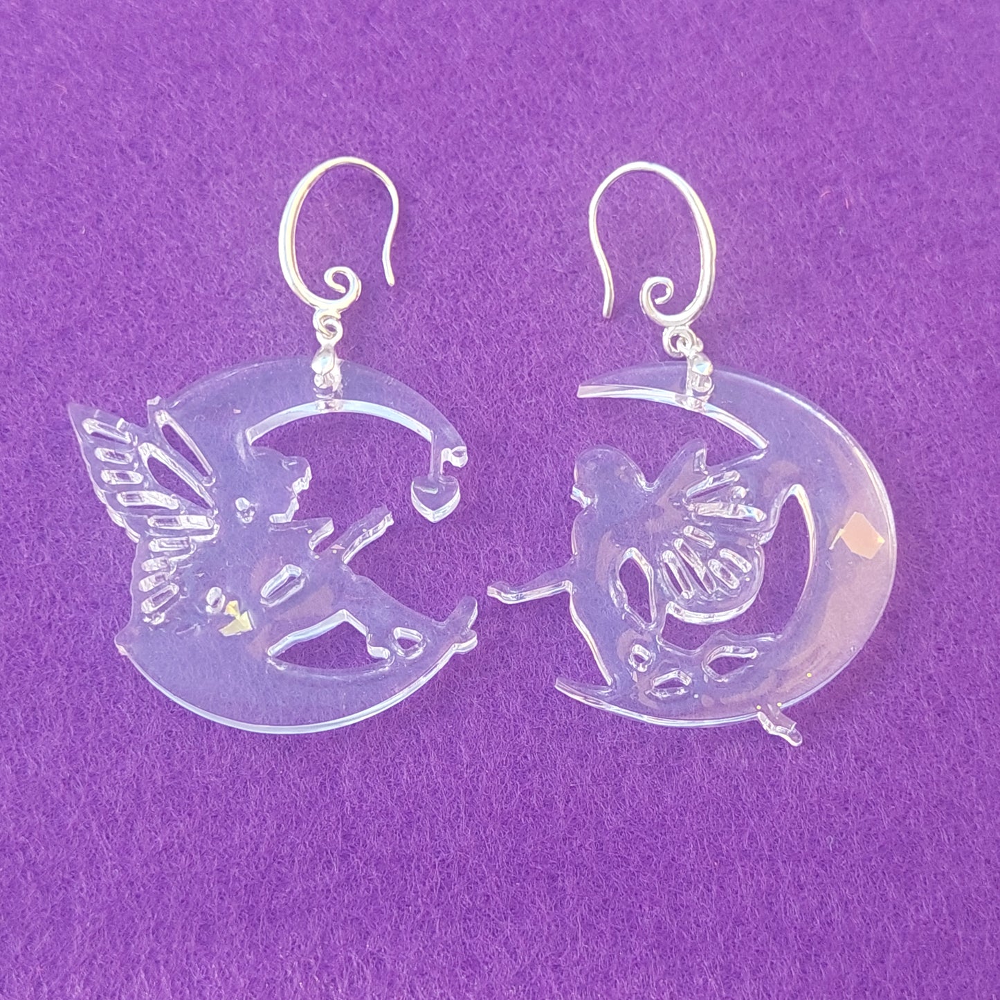 Fairy Resin Earrings, Asymmetrical Handmade Jewelry, Lightweight Hypoallergenic, Gift for Her