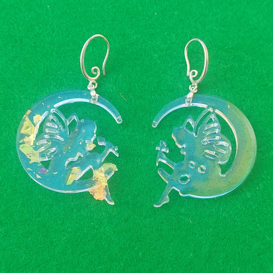 Fairy Resin Earrings, Asymmetrical Handmade Jewelry, Lightweight Hypoallergenic, Gift for Her