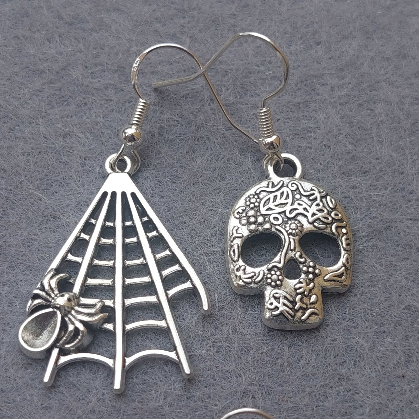 Gothic Asymmetric Earrings Spiders, Pumpkins, Skulls, Witch, Cat, Haunted Castle, Ghost, Gift Box