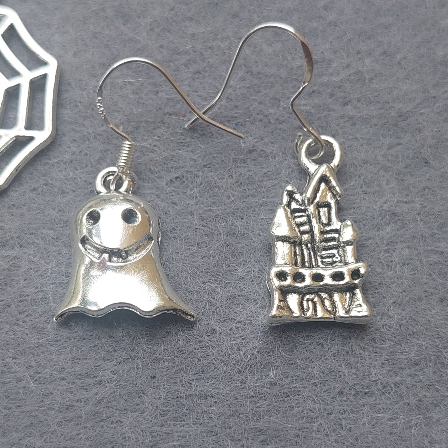 Gothic Asymmetric Earrings Spiders, Pumpkins, Skulls, Witch, Cat, Haunted Castle, Ghost, Gift Box