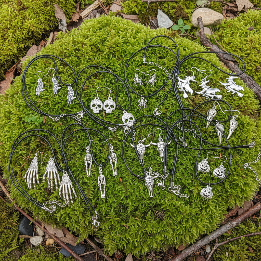 Gothic Jewelry Collection, Earrings, Necklace, Gift in gift wrapping