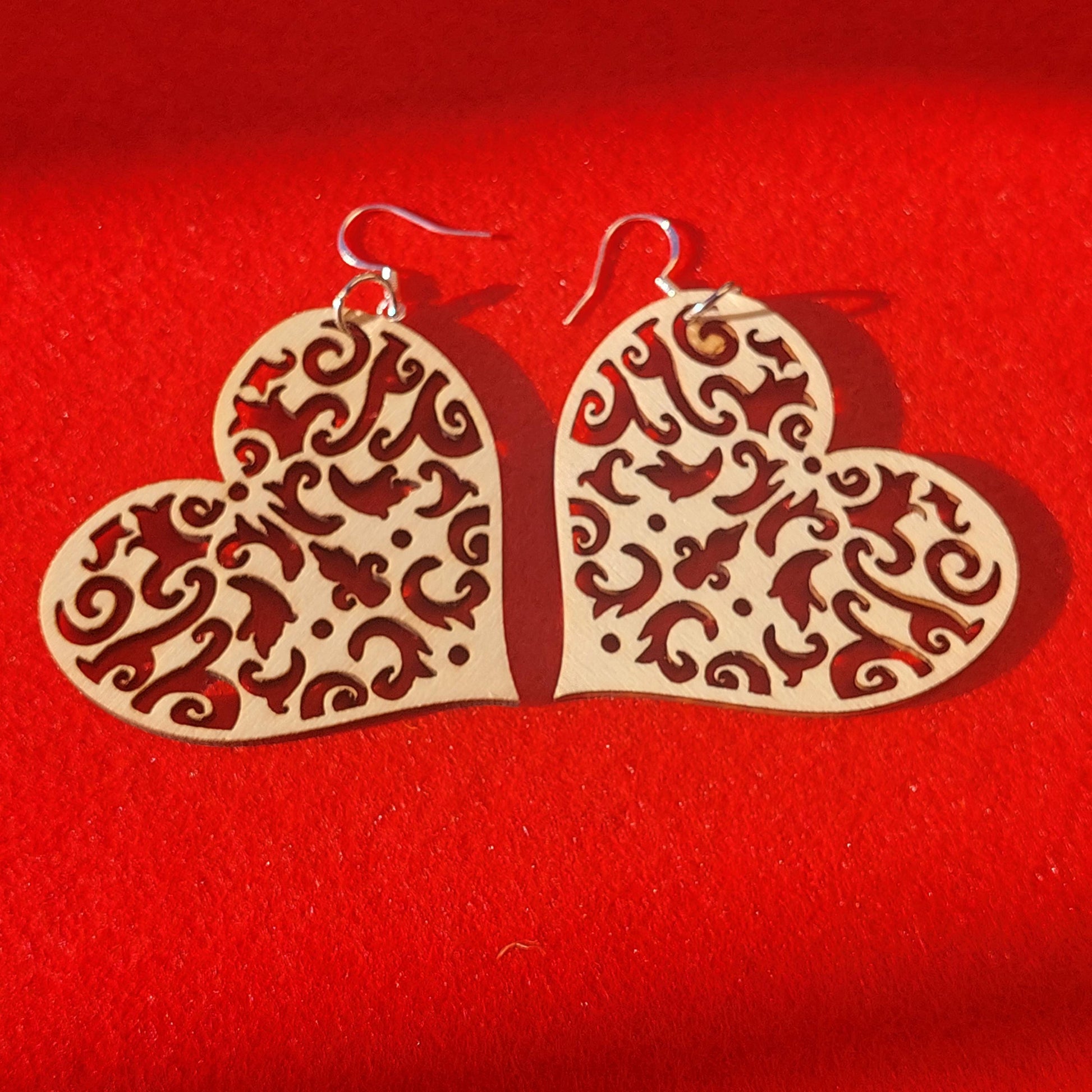 Handcrafted Earrings Wooden Heart Earrings, Eco-Friendly Gift for Her