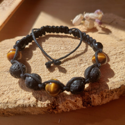 Handcrafted Macrame Bracelet for Men, Tiger’s Eye, Lava Stone, Unique Handmade Gift