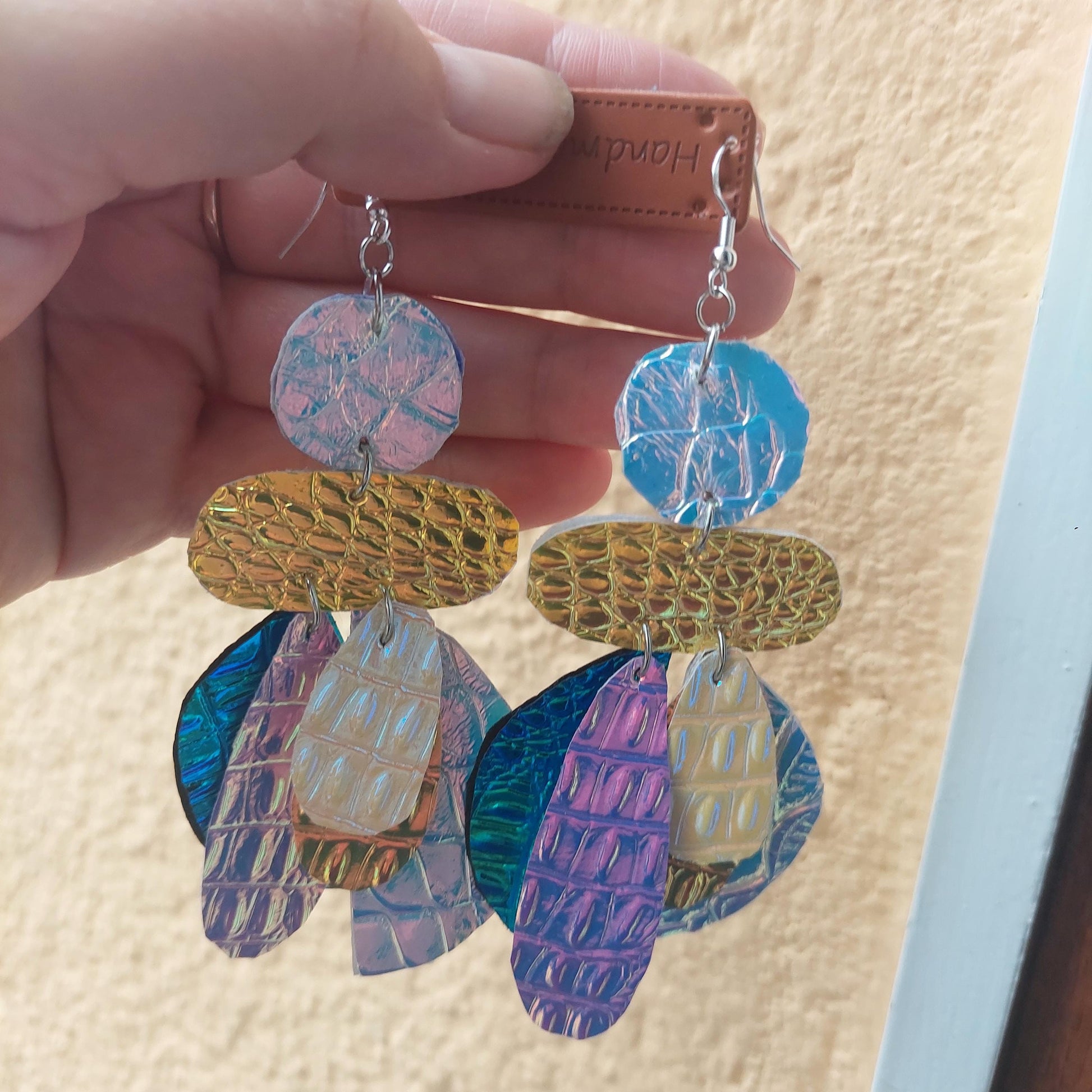 Leather Earrings, Handmade Statement Jewelry, Gift for Her