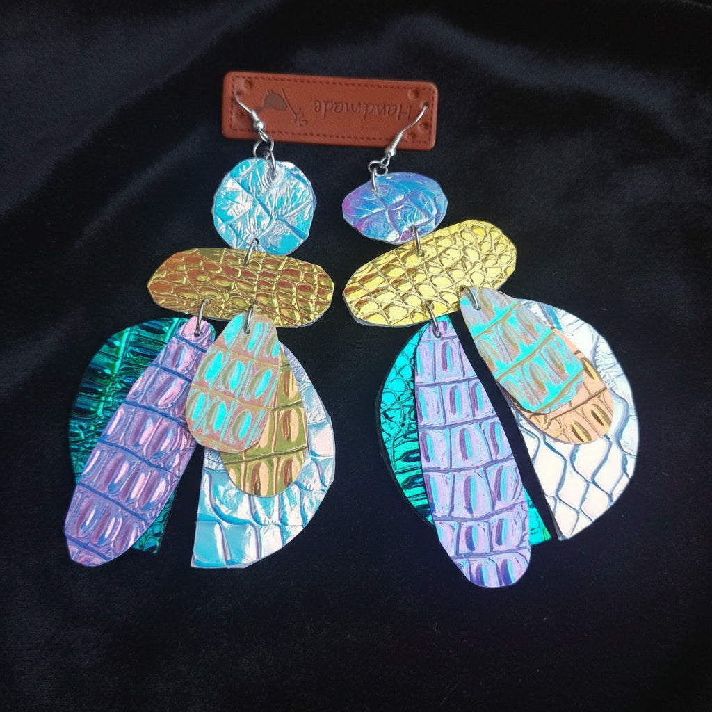 Leather Earrings, Handmade Statement Jewelry, Gift for Her 