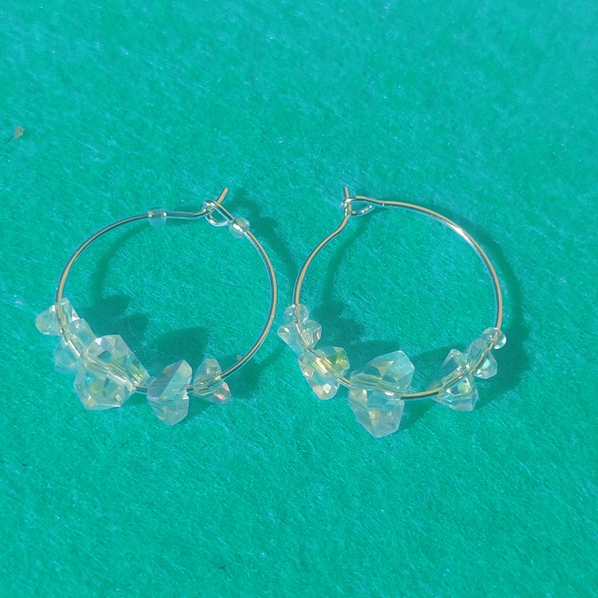 Minimalist Crystal Hoop Earrings – Lightweight Steel Hoops