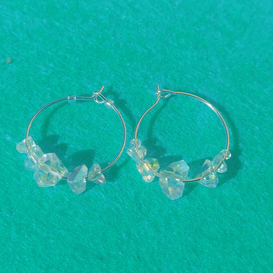 Minimalist Crystal Hoop Earrings – Lightweight Steel Hoops