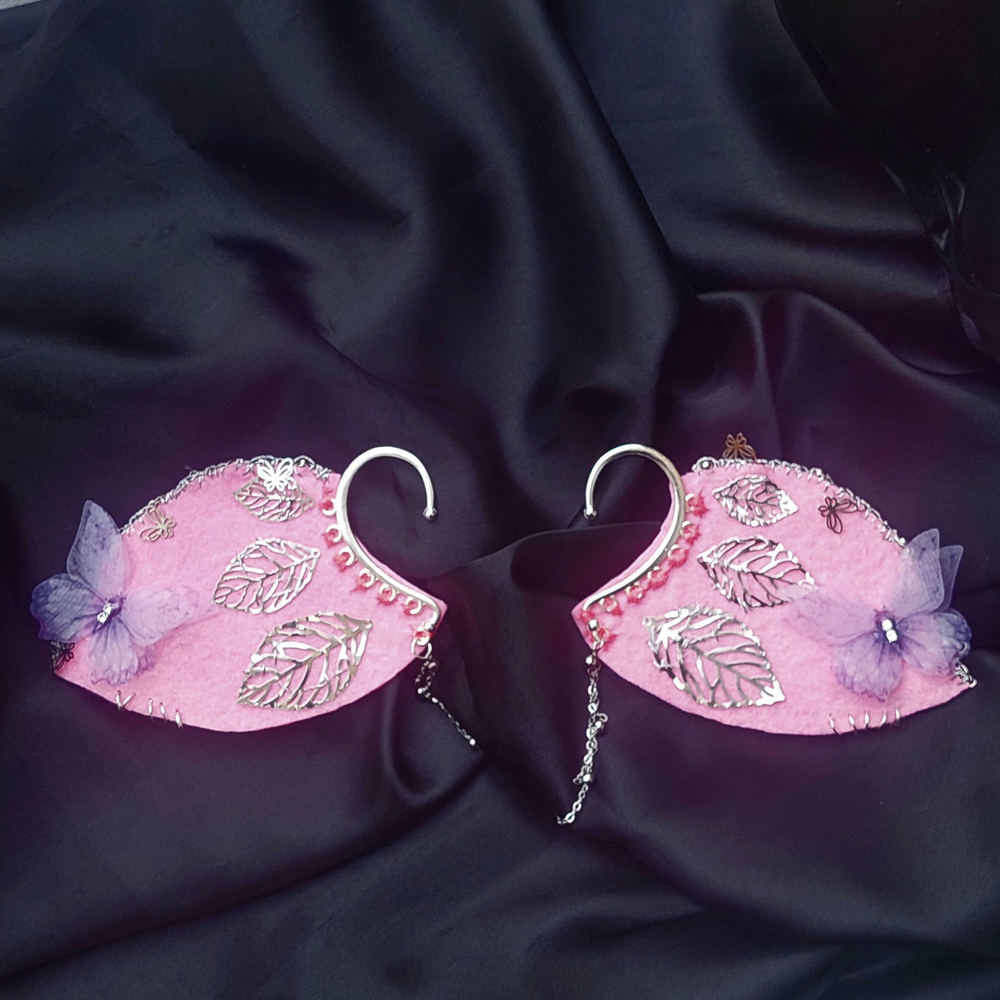 Fairy Elf Ear Cuffs, Handmade Fantasy Wings, No-Piercing Jewelrly Gift for Her