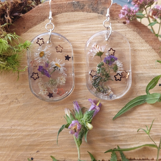 Real Flower Resin Earrings, Handmade Fantasy Jewelry, Limited Edition, Gift for Her