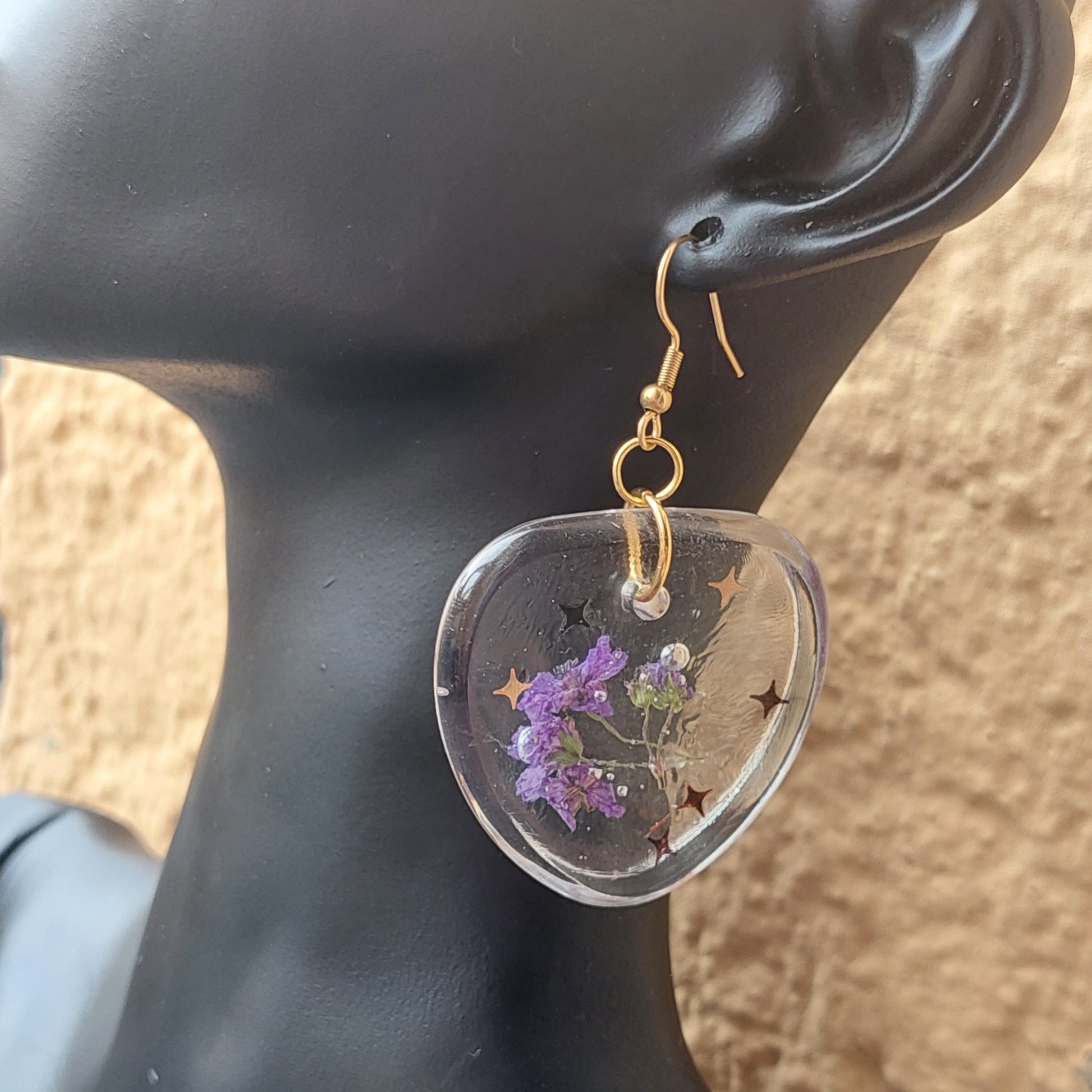 Real Flower Resin Earrings, Handmade Fantasy Jewelry, Limited Edition, Gift for Her