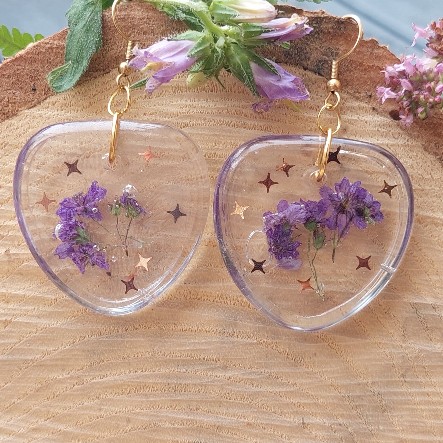 Real Flower Resin Earrings, Handmade Fantasy Jewelry, Limited Edition, Gift for Her