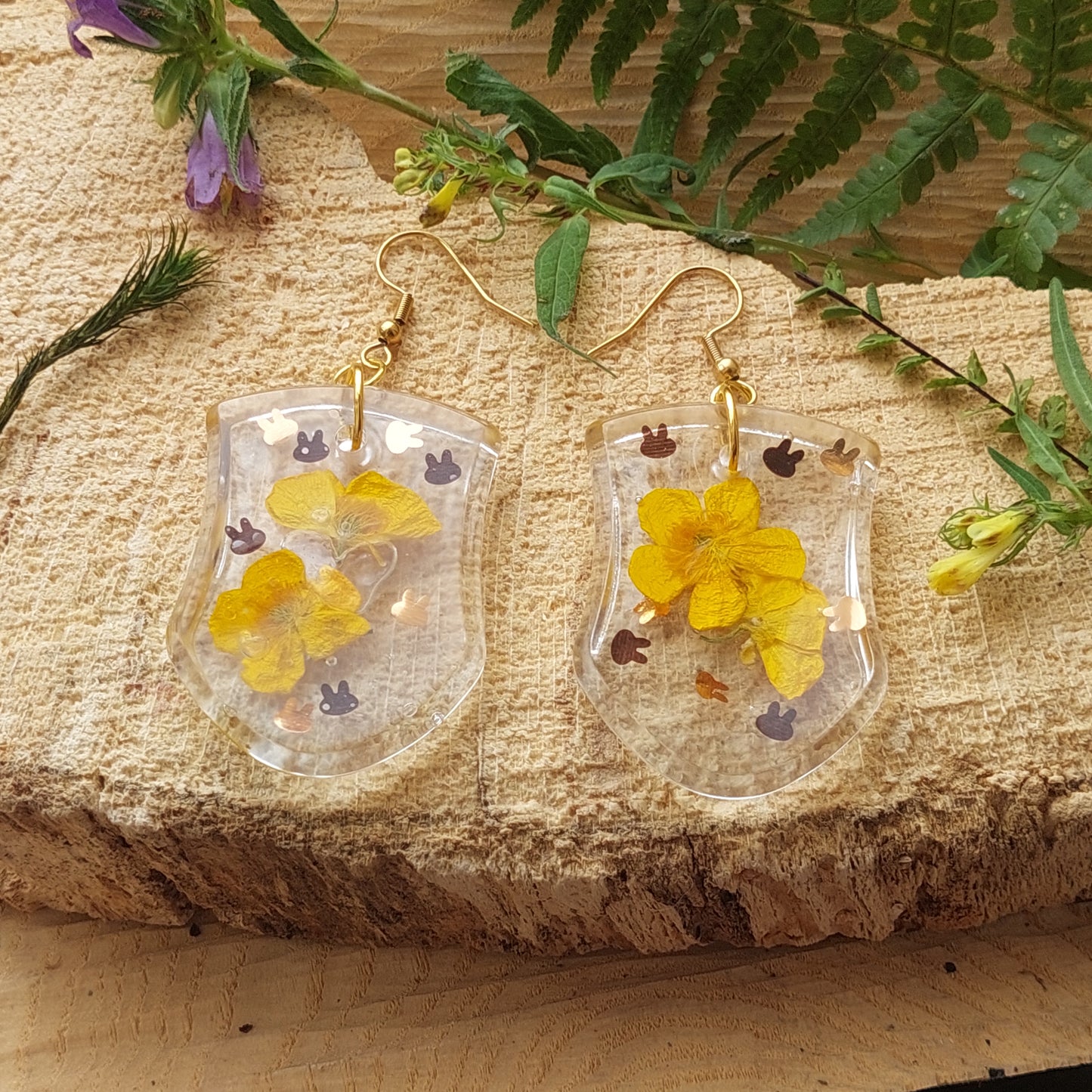 Real Flower Resin Earrings, Handmade Fantasy Jewelry, Limited Edition, Gift for Her