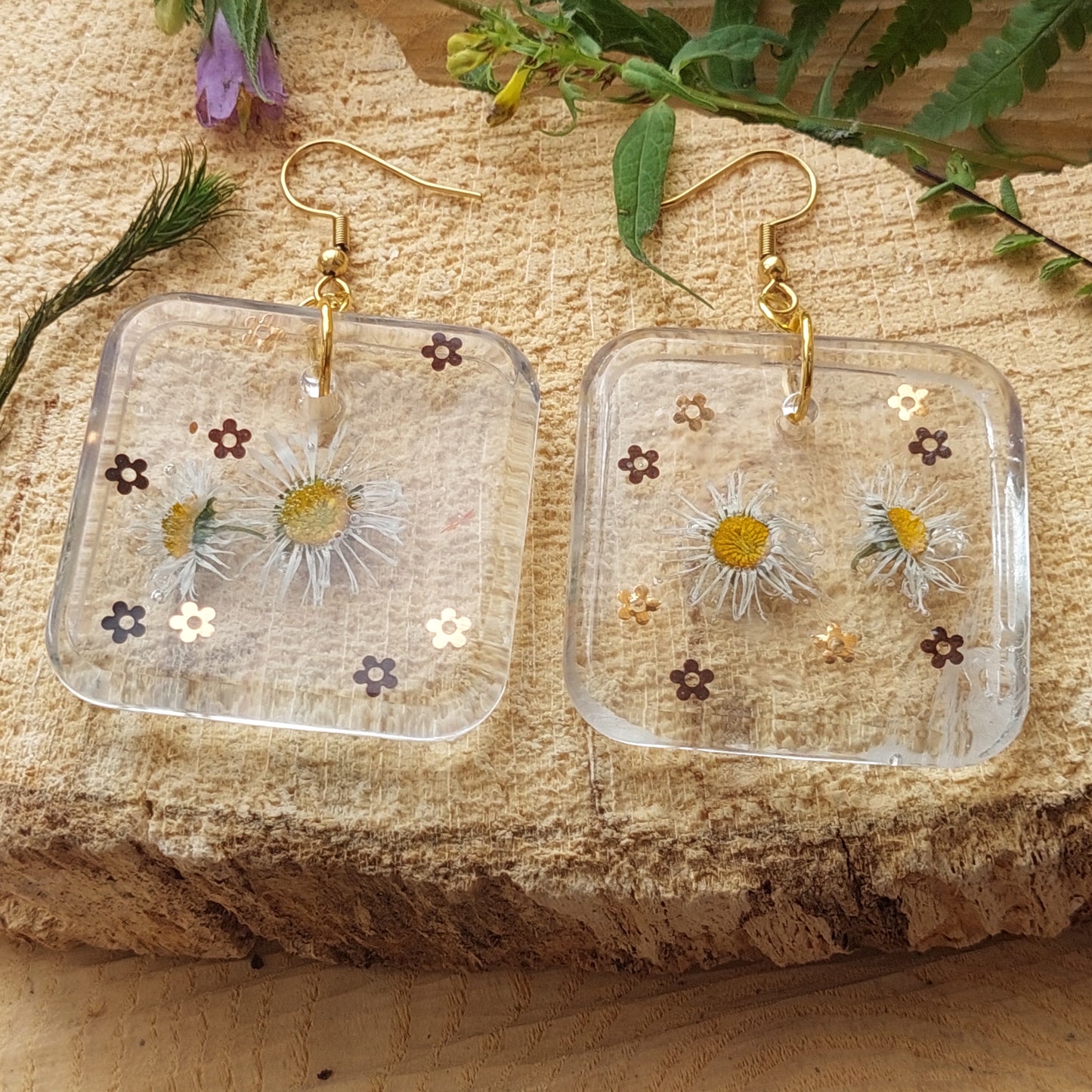 Real Flower Resin Earrings, Handmade Fantasy Jewelry, Limited Edition, Gift for Her