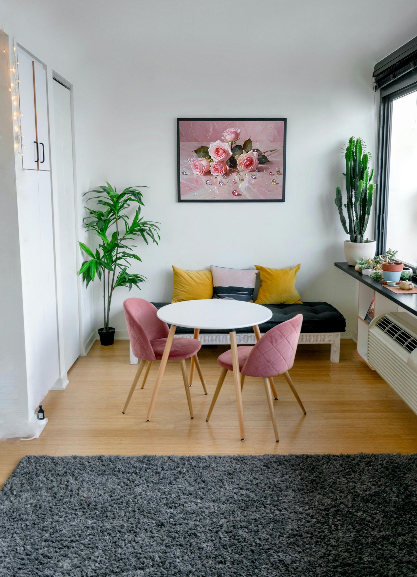 Wandposter mit kräftiger rosa Rose – Ästhetischer floraler Digitaldruck für Wohnzimmer, Schlafzimmer &amp; Wohnung | Sofort-Download