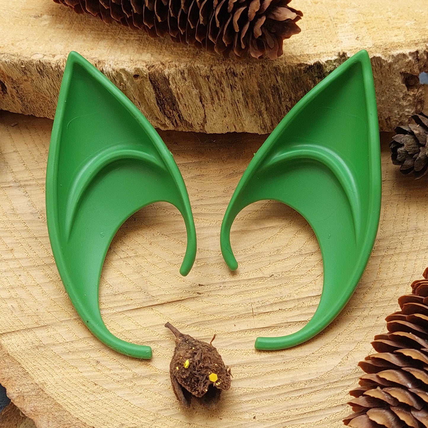 Silikon Elfenohren ohne Piercing, Grüne Pixie Ohren für Cosplay, Halloween, Fantasy Kostüm,Geschenk für Sie Ihn Elfen Party Zubehör
