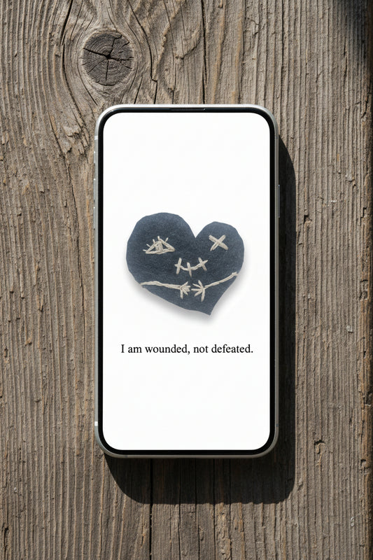 gothic phone wallpapers featuring a stitched heart inspired by stoic philosophy and Marcus Aurelius. 