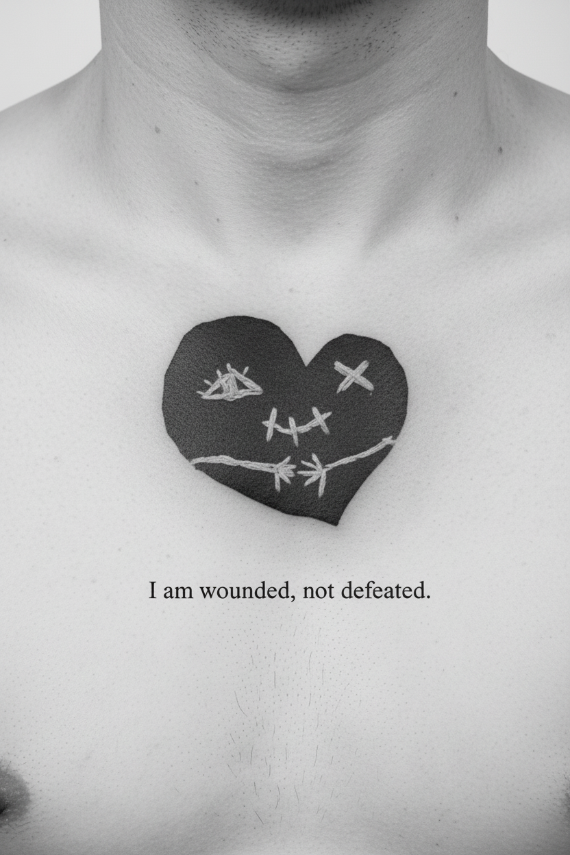 Wounded, Not Defeated — Dark Gothic Heart PNG Set