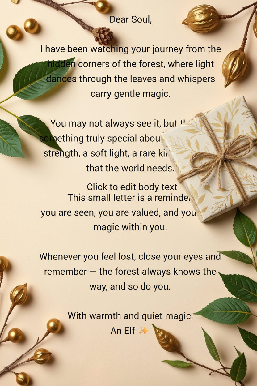 Download a beautifully designed printable elf letter — perfect for birthdays, fantasy lovers & unique gifts. High-quality A4 PDF, instant download. No shipping needed.