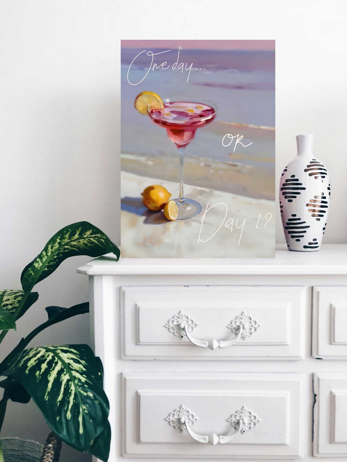 Vintage Beach Bar Cocktail Poster, Retro Tropical Wall Art for Kitchen, Home Bar, Living Room, Gift