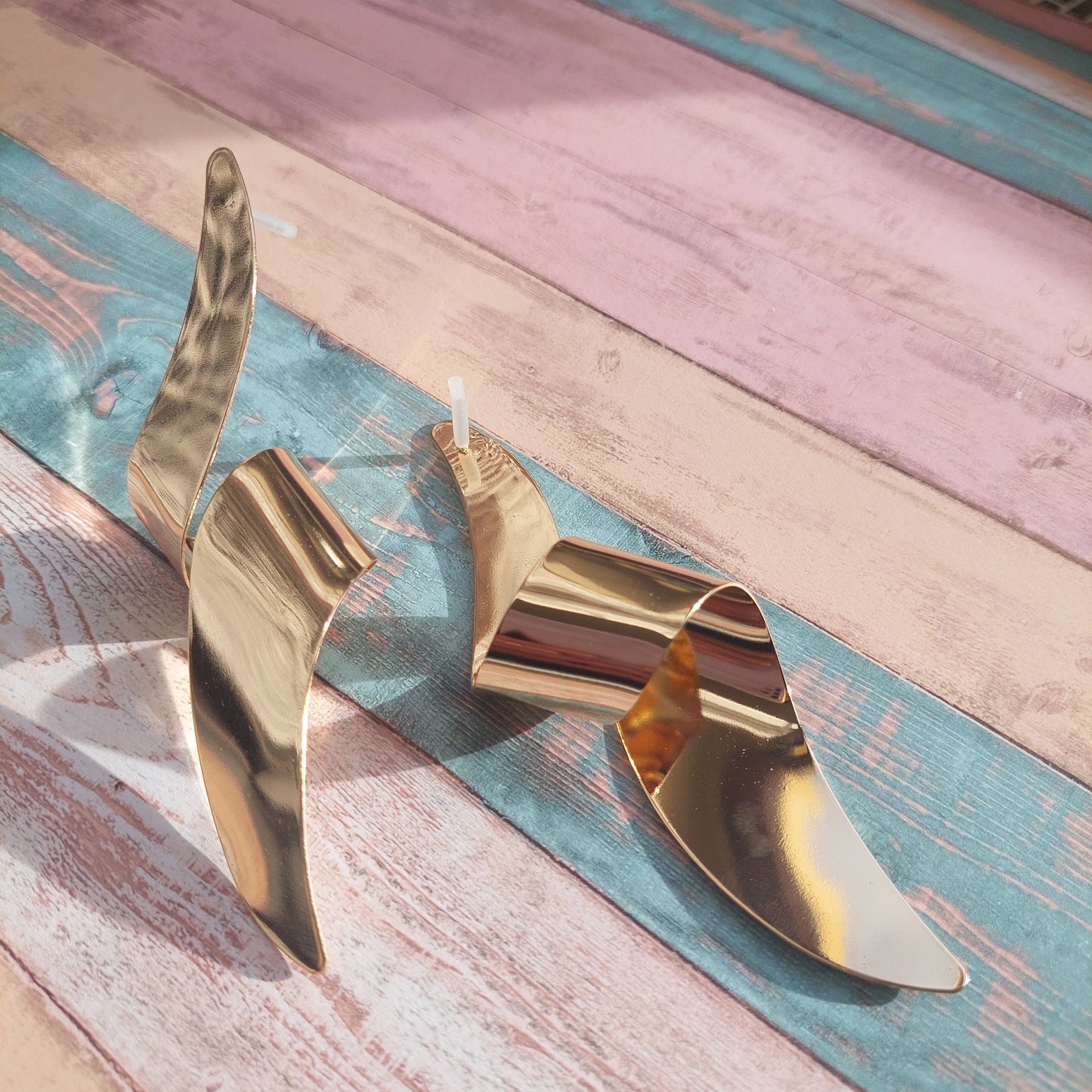 Voluminous Gold Statement Earrings – Red Lightning Bolt Dangle, Stylish Gothic Jewelry Gift for Her