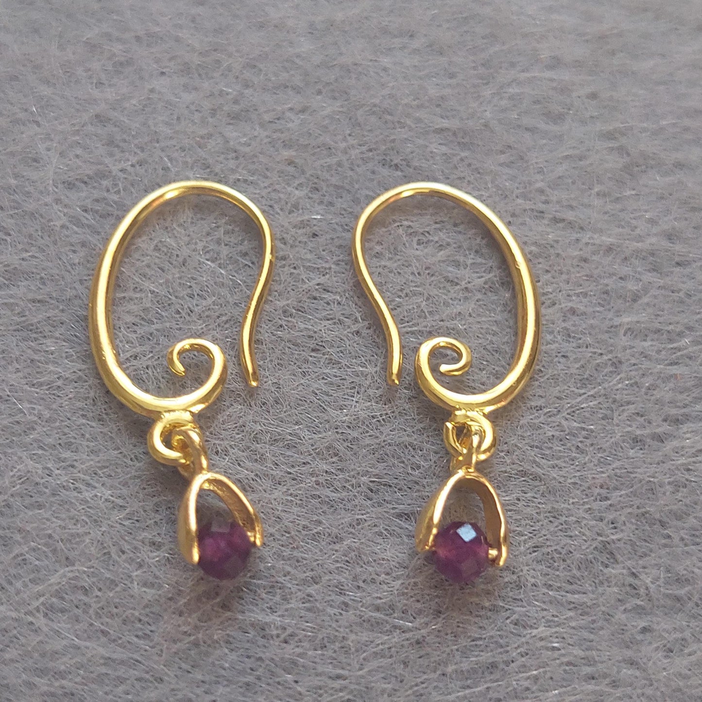 Gold Stainless Steel Earrings with Natural Gemstones – Lapis Lazuli, Amethyst, Coral | Handmade Dainty Jewelry Gift for Her