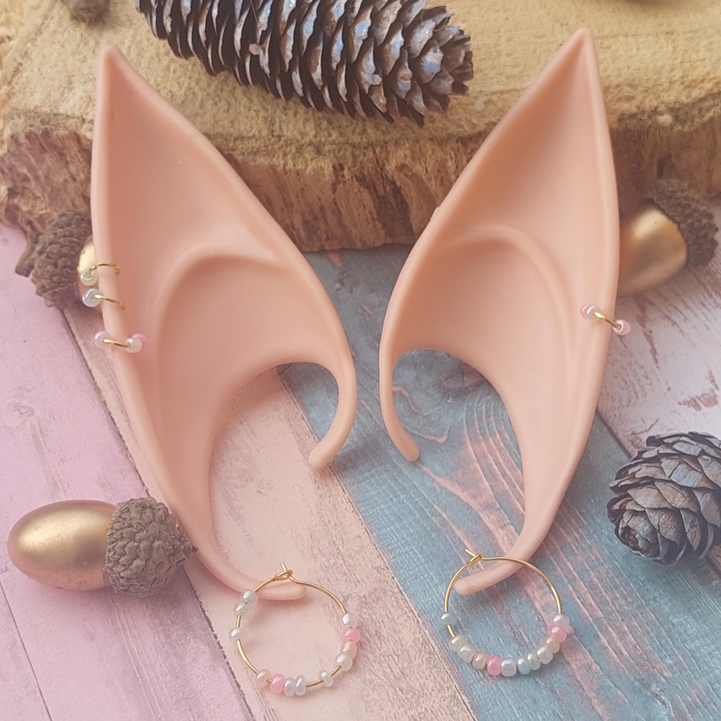Elf Ears Silicone Set with Crown & Earrings - Fantasy Cosplay LARP Costume Accessory