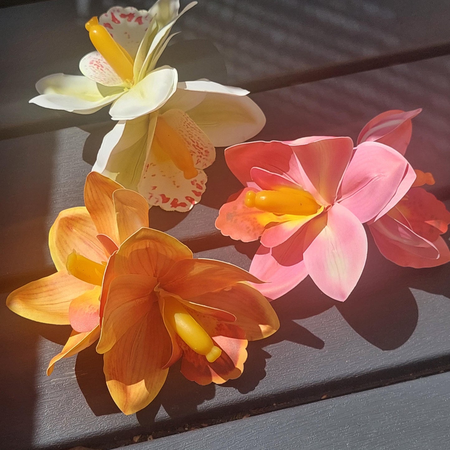 Vibrant Orchid Hair Clip + Golden Elven Ear Cuffs - Bohemian Fantasy Set