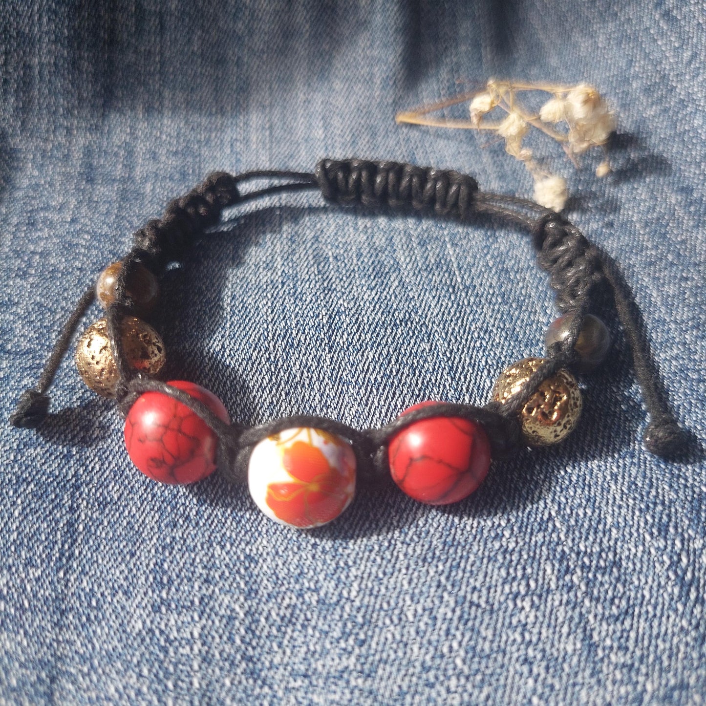 Macrame Bracelet Turquoise, Lava, Obsidian, Adjustable Bracelet, Unisex Unique Handmade Gift for Her, for Him