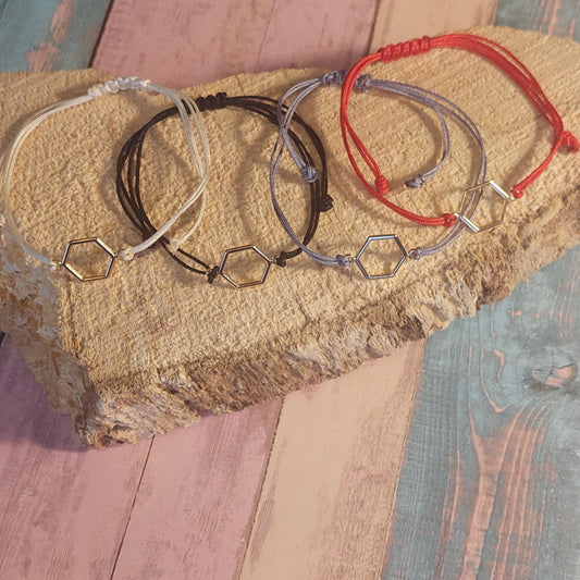 Gothic Hexagon Bracelet – Dark Macramé Sacred Geometry | Occult Unisex Jewelry